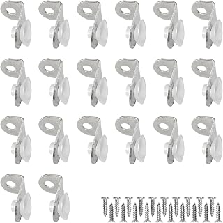 20Pcs Glass Shelf Right Angle Fixing Clip Bracket with Suction Cup, Wall Mounted Stainless Steel Glass Support Pegs Corner Brace Board Holder