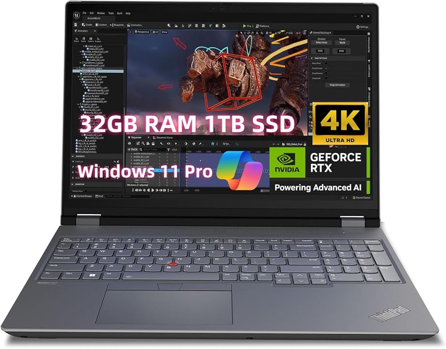 NewLenovo ThinkPad P16 Gen 2 Intel (16") Mobile Workstation Laptop, Inte.l Core i7-14700HX, 32GB RAM 1TB SSD, 16″ 4K UHD(3840 x 2400) IPS 800nits, RTX 2000 Ada 8GB, Backlit KB,IR Camera, Win 11 Pro