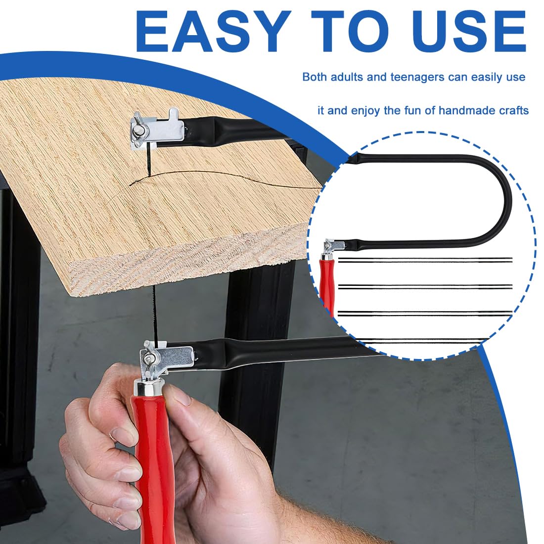 Traforo a U da 5 Pollici Set, 8 lame Incluse, Per Metallo e legno,Seghe Sottili per la lavorazione del legno, Utilizzate per Tagli Curvi