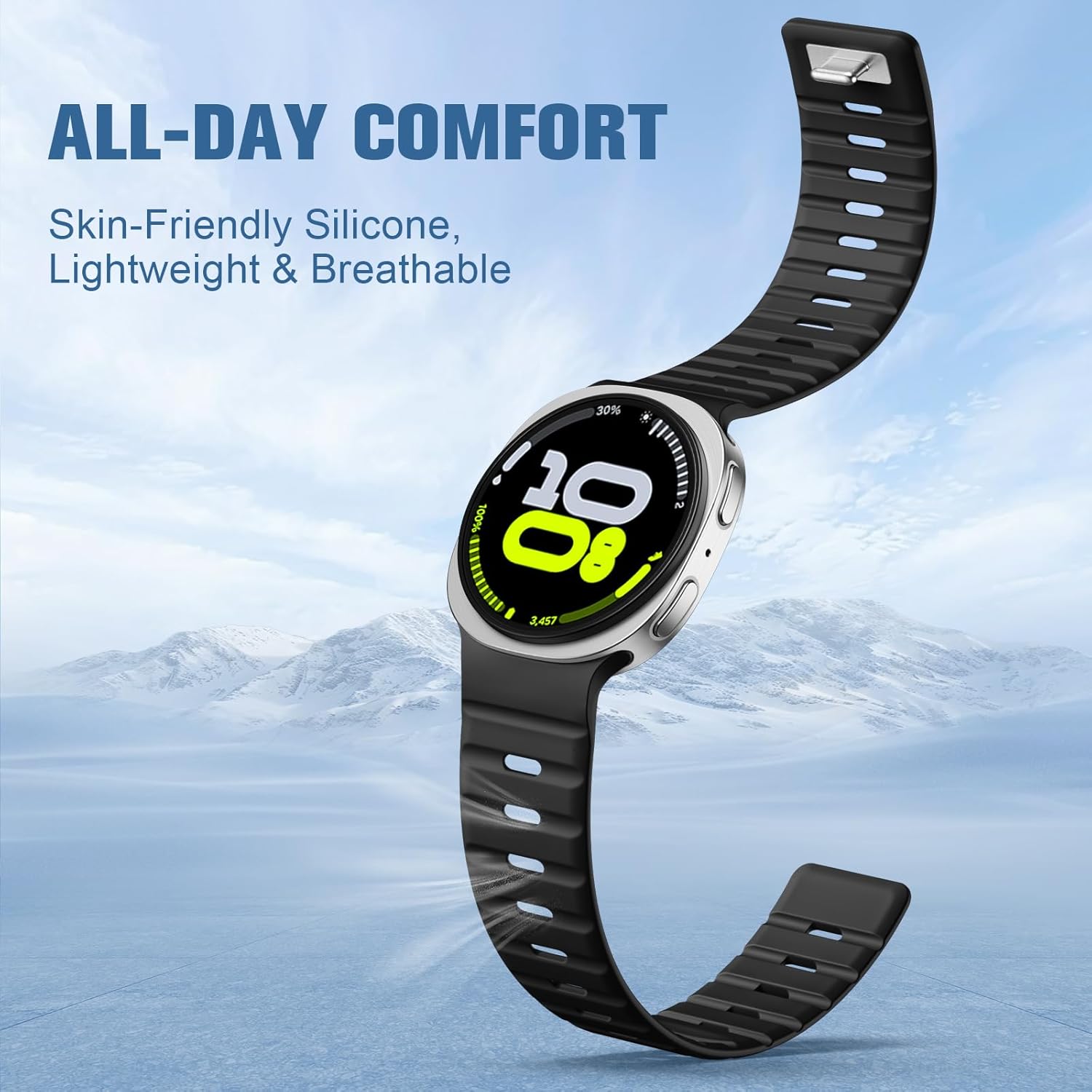 Adorve Magnetic Band Compatible with Samsung Galaxy Watch 8 40mm 44mm (2025) / Galaxy Watch 8 Classic Bands 46mm for Men Women, Soft Silicone Wristband Sport Strong Magnet Strap