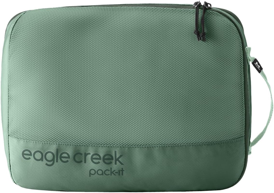 Eagle Creek Pack-It Reveal Expansion Cube - Adjustable Storage Expansion Cube for Travel - Durable Compression Zipper - Water-Resistant - Sustainable - Medium - Willow Green