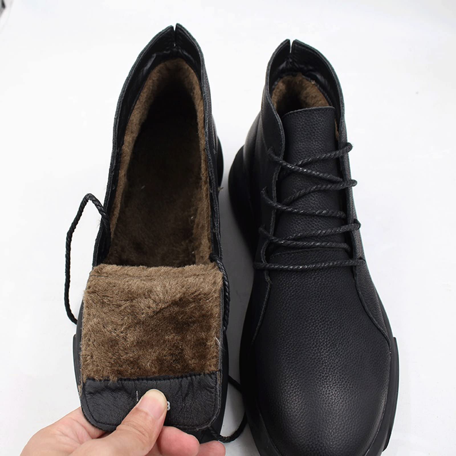 Męskie buty oksfordzkie męskie buty zimowe z futrem skórzane buty na co dzień męskie ciepłe śniegowce męskie gumowe stopki do kostki