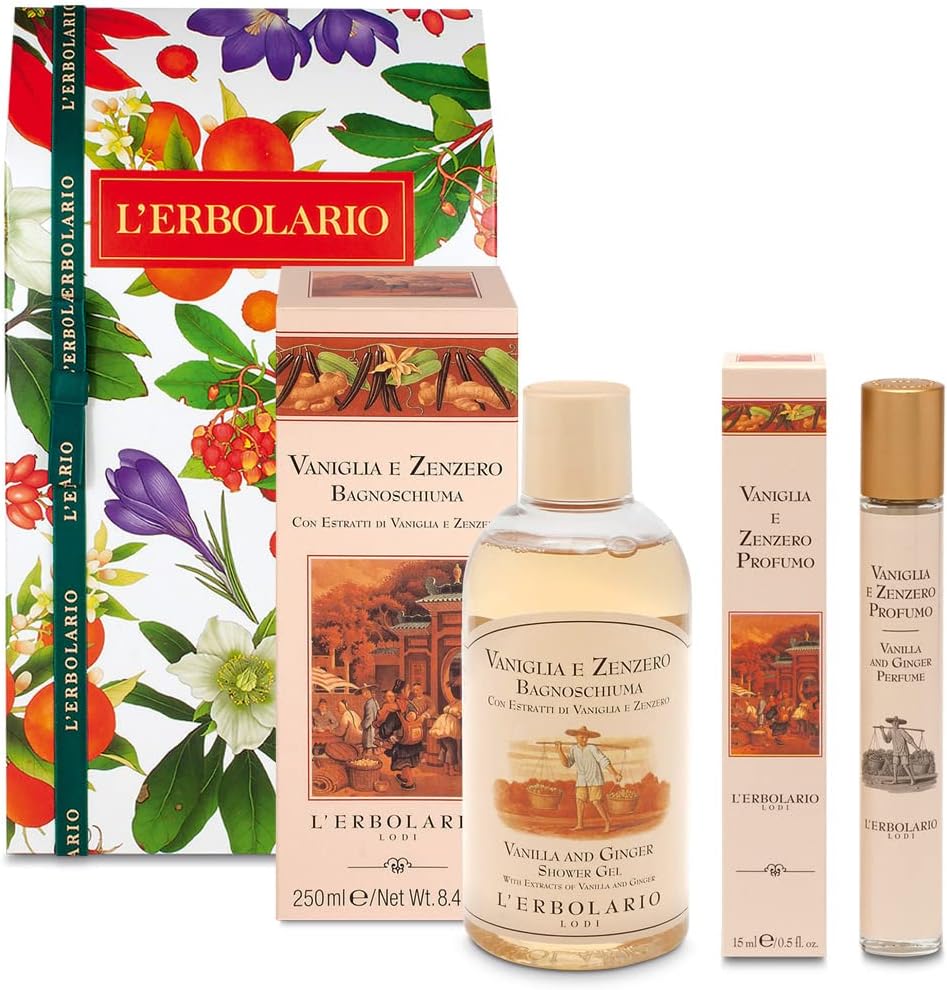 L'Erbolario - Gift Box VANILLA and GINGER Duo - in Original Box - Body Wash 250 ml + 15 ml Perfume