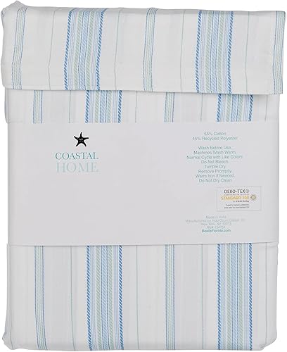 Miniatura 3 de Coastal Home Juego de sábanas de rayas en espiral de 4 piezas, tamaño King, color blanco multicolor