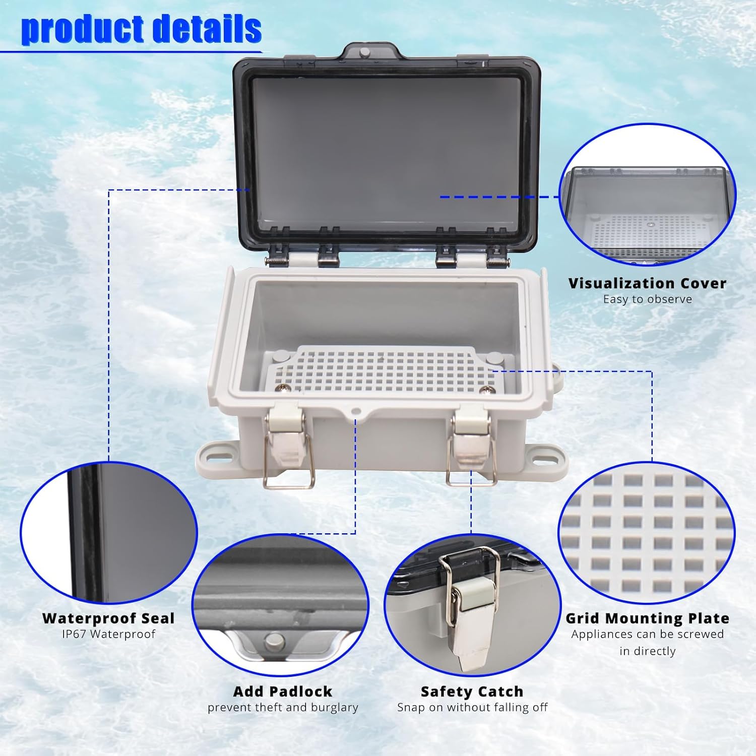 MAKERELE ABS Plastic Small Outdoor Waterproof Box Clear Hinged Shell Outdoor Universal Project Enclosure with Transparent Cover 5.9×3.9×2.8 inch(150×100×70mm) - Image 4