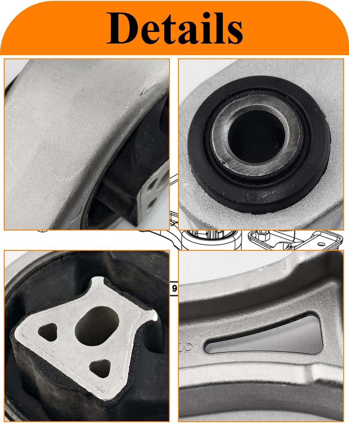 A5754 Rear Lower Engine Torque Strut Mount Compatible with 2011-2020 Dodge Journey 2.4L L4, Engine Motor Mount Replaces OE# 5147774AC EM4198