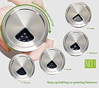 Vista 2 de Salero y pimentero Cubierta de acero inoxidable con parte inferior de vidrio con cubierta giratoria para especias (plateado)