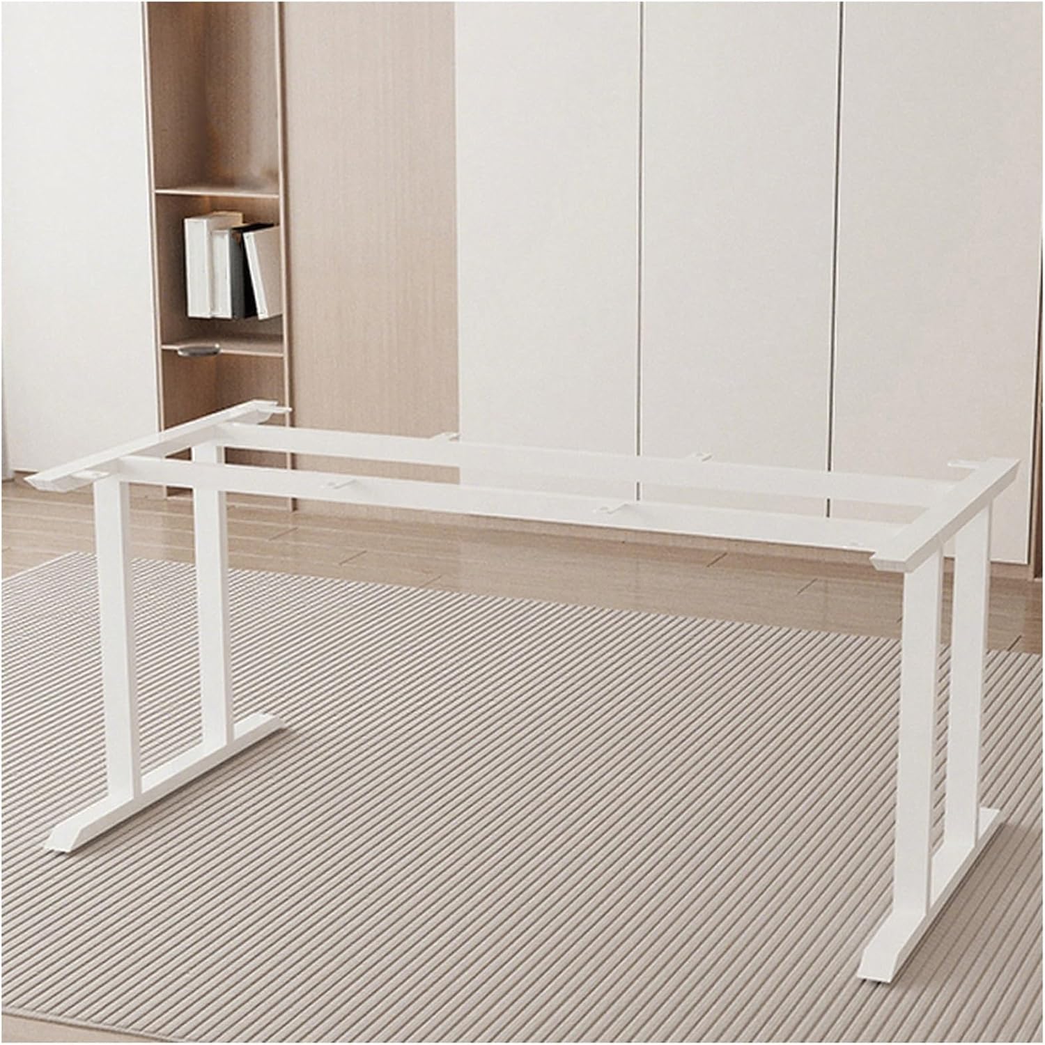 Rectangular Metal Table Legs Height 28.7" Load Ability 300kg Desk Leg Multi-Screw Fixing Hole Design Equipped with Adjustable Foot Pats