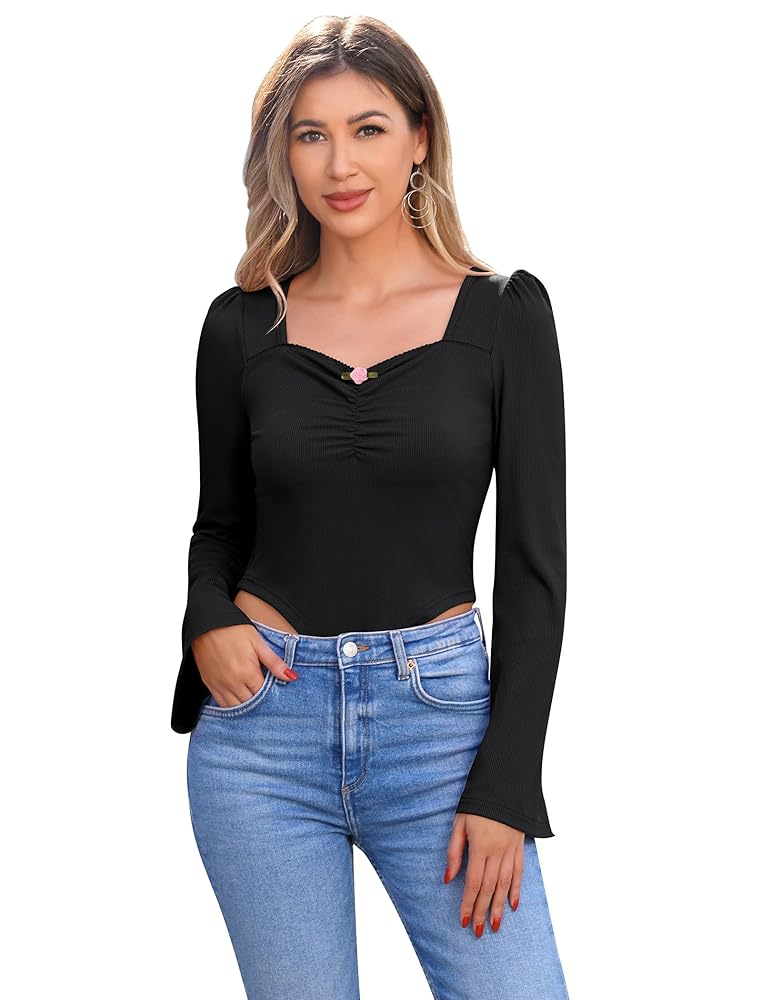 トップス ANDMARY Heart point tops black ANDMARY Heart point tops black