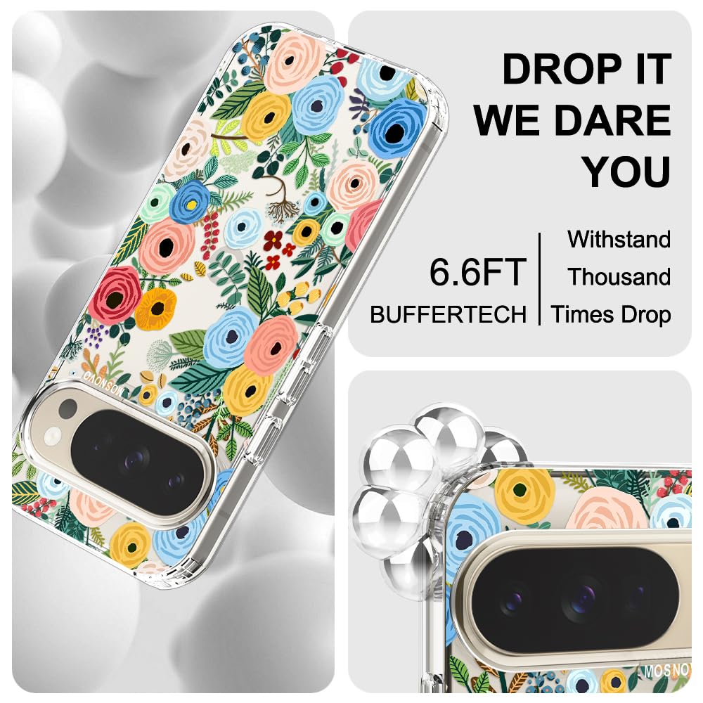 MOSNOVO Case for Google Pixel 10 & Pixel 10 Pro, [Buffertech 6.6ft Military-Grade Drop Protection] [Anti Peel Off Tech] Clear TPU Bumper Phone Case Cover Design - Cute Cherry — view 265