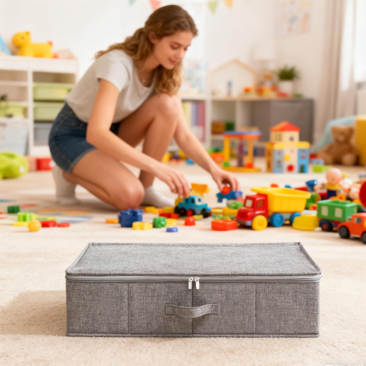 85x40x10cm 2PC Under Bed Storage Bags, Under Bed Storage Containers With Lid, Stackable Blanket Organizer, Space Saving Clothes Organizer | Dustproof Clothes Bins For Moving Travel Dorm Bedroom