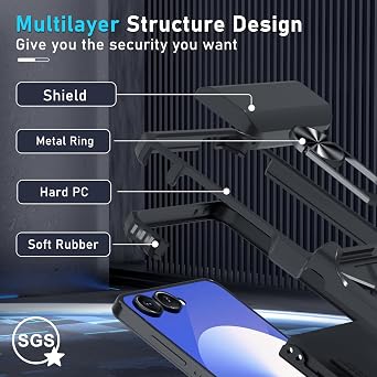 Janmitta Compatible with Samsung Galaxy Z Flip 7 Case+Hinge Protection+Ring Kickstand,Heavy Duty Full Body Phone Cover with Wrist Strap Lanyard,2025 Black