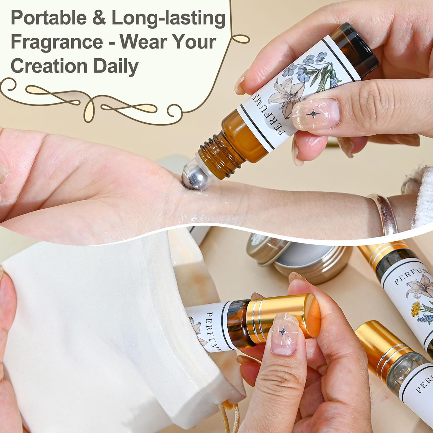 Perfume Making Kit- DIY Cologne Making Kit for Men, 2-in-1 Roller Perfume & Perfume Balm with Essential Oil, Spray Bottle, Men's Fragrances Maker, Perfume Gifts for Women Girls Boyfriend