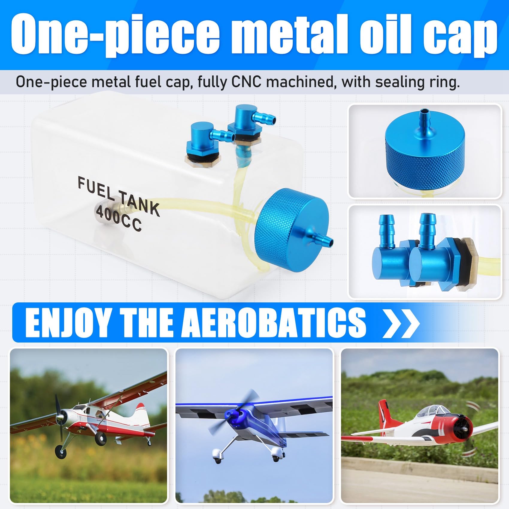 Kraftstofftank Benzin Transparente Kunststoffflasche 400CC CNC für RC Gas und Nitro Flugzeug
