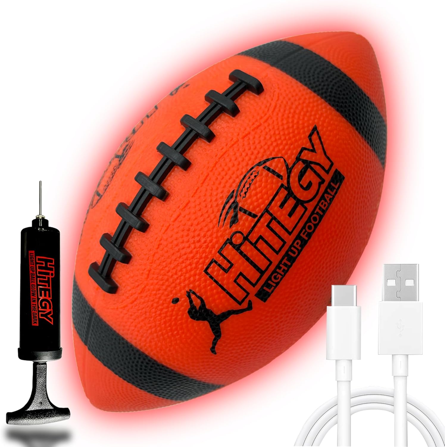 Rechargeable Glow in The Dark Football - USB Charging, Official Size 6, Light Up with Every Catch and Throw, Includes Pump & Charging Cable - Rechargeable Light Up Football