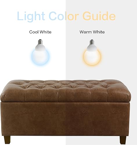 Miniatura 11 de HomePop Home Decor | Button Tufted Storage Bench | Ottoman Bench with Storage for Living Room & Bedroom, Distressed Brown Faux Leather Piel