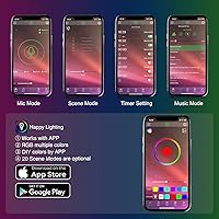 Vista 3 de Luces interiores de automóvil Nilight con control de aplicación, tira de luces LED de 16 millones de colores RGB con modo de sincronización