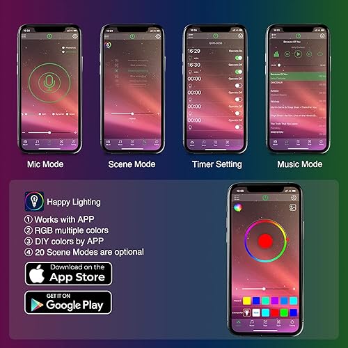 Vista 29 de Nilight 48 luces LED DC 5V Multicolor Music Car Strip Light Under Dash Kit de iluminación con función activa de sonido y control remoto inalámbrico