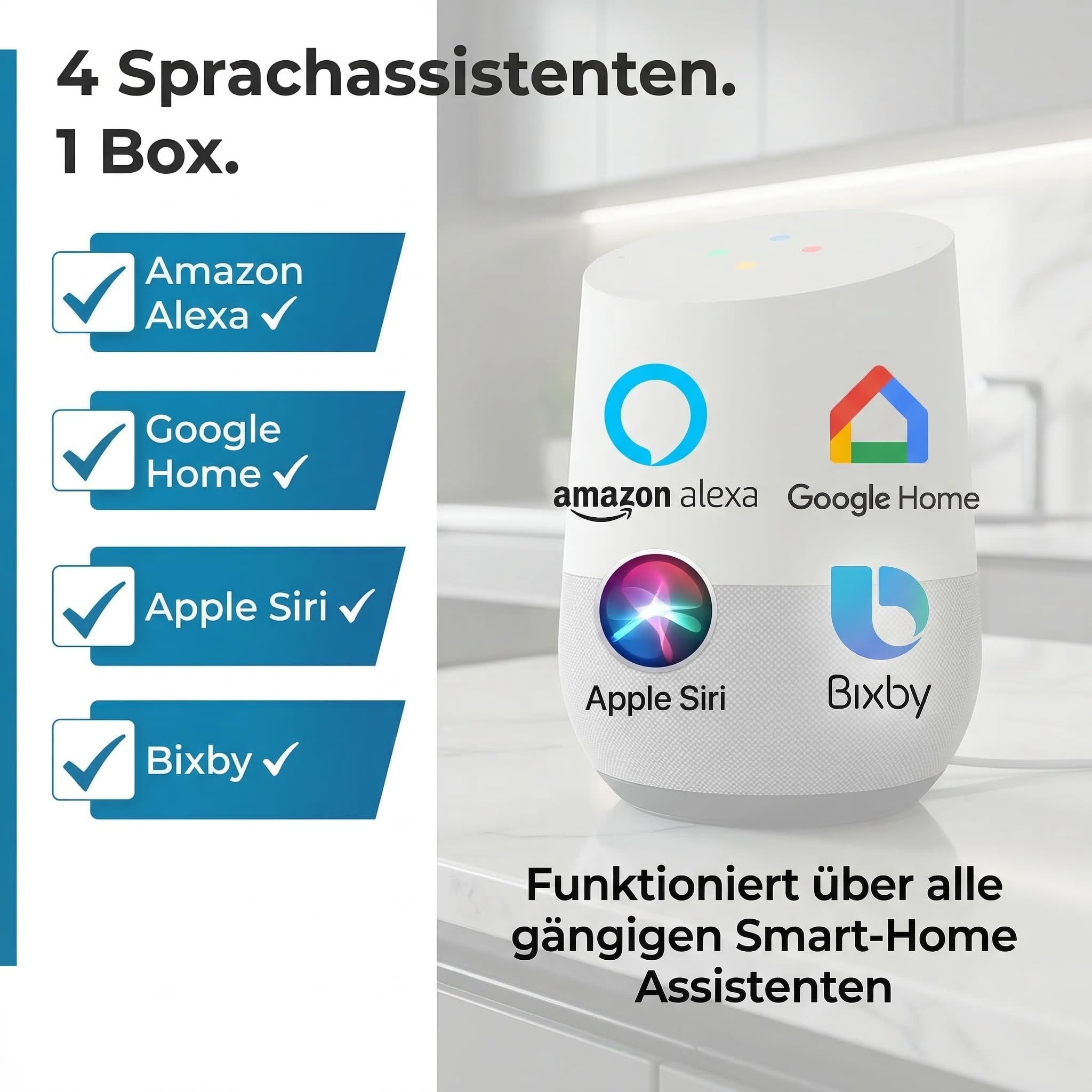 heicko Smart Home Box bi-direktional - WLAN Gateway für Rollladensteuerung & Jalousienmotor - Steuerung per App, Alexa, Google Home & Siri - bis zu 30 Motoren, 20 Zeitschaltungen