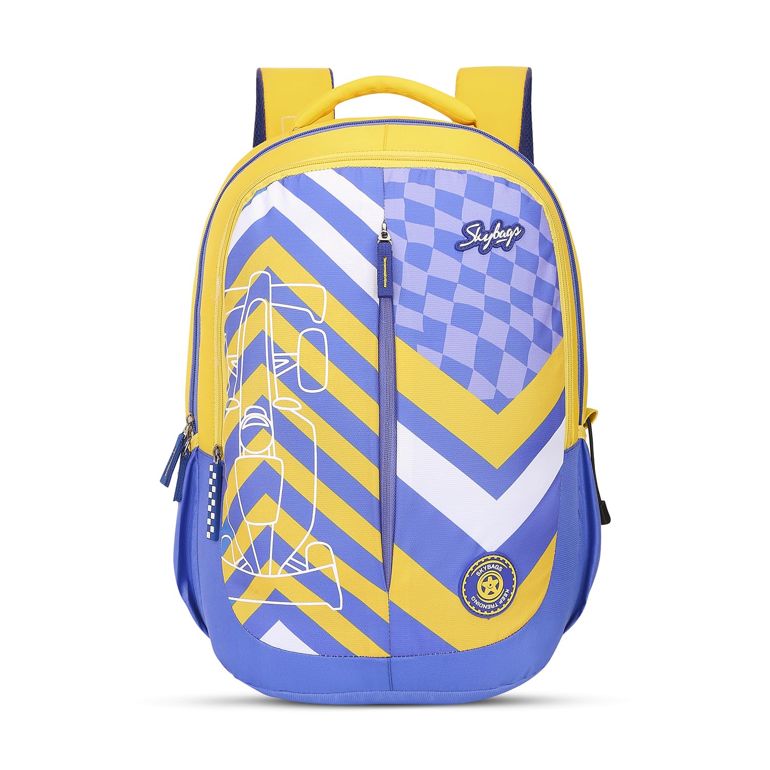 Skybags Klan Pro 03 3 Compartment School Backpack Purple Yellow, 55 Litres Skybags Klan Pro 03 3 Compartment School Backpack Purple Yellow, 55 Litres