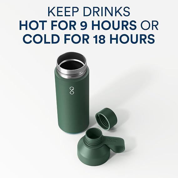 Ocean Bottle Big 1l | Stainless Steel Water Bottle | Reusable & Sustainable | Keeps Drinks Cold & Hot | Eco Friendly Gift (Forest Green)