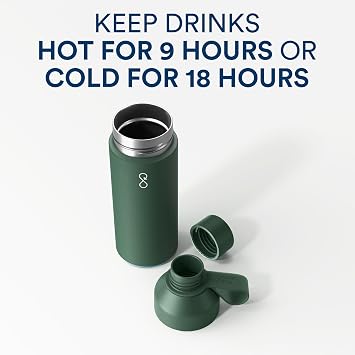 Ocean Bottle Big 1l | Stainless Steel Water Bottle | Reusable & Sustainable | Keeps Drinks Cold & Hot | Eco Friendly Gift (Forest Green)