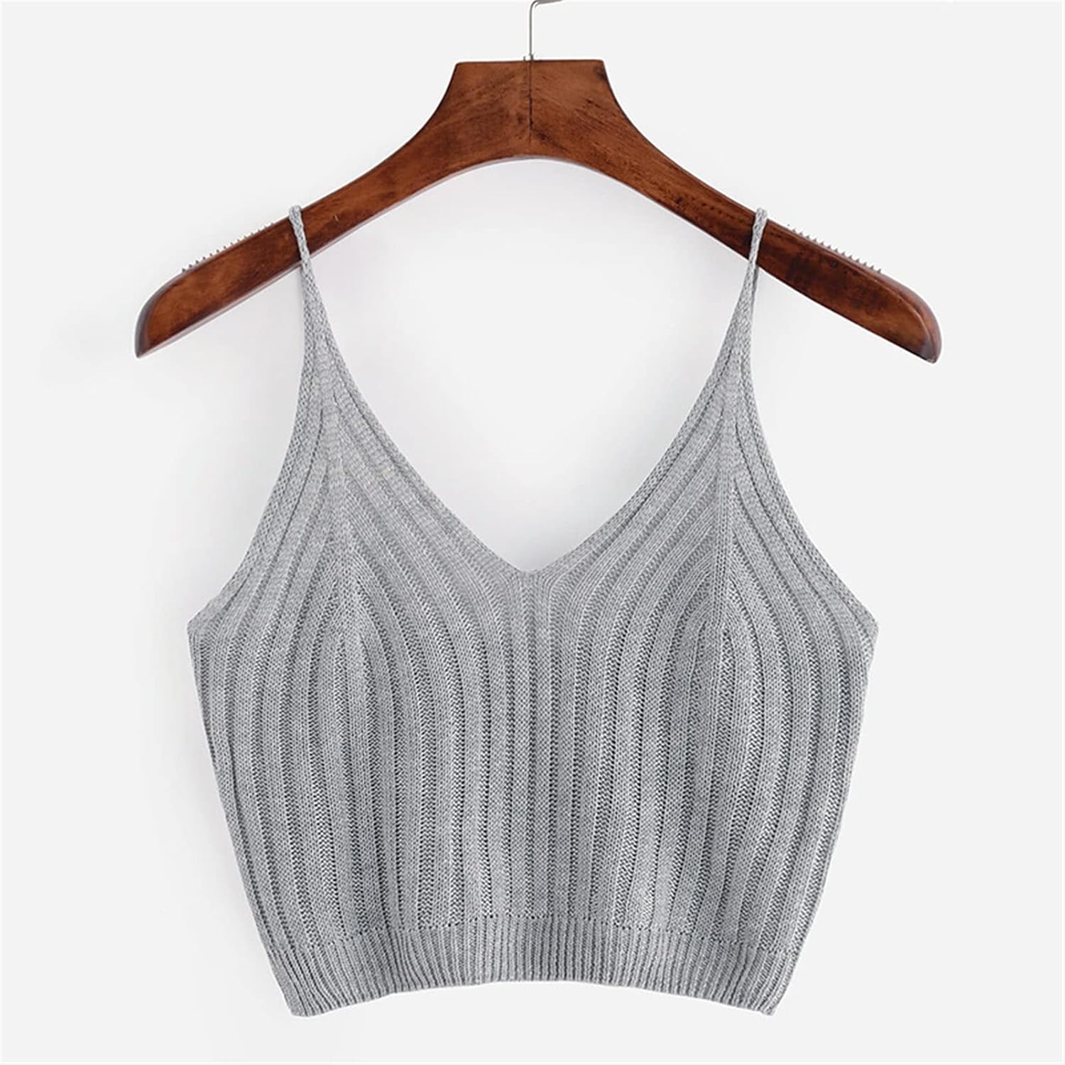 Knitted Sleeveless Camisole Vest for Women Thin Slim Fit Crop Tops Sweater Sling Wear Inside and Outside Tank (Color : Apricot, Size : One Size(40-55kg))