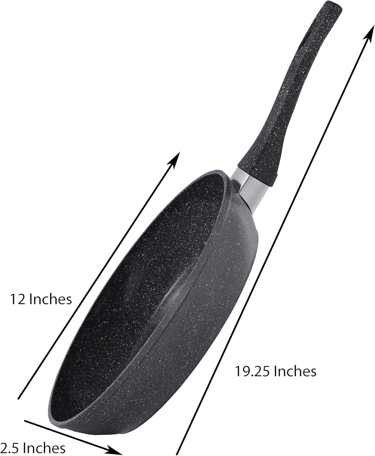 Lorren Home Trends 12" Ceramic Coated Fry Pan, Heat-resistent Handle, PFOA Free, Easy to Clean, Induction Compatible, Dark Grey