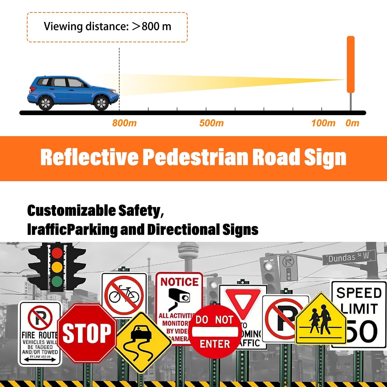 Señal LED de cruce peatonal – Señal de advertencia de tráfico reflectante de alta visibilidad con energía solar para escuela, carretera, entrada y áreas comunitarias