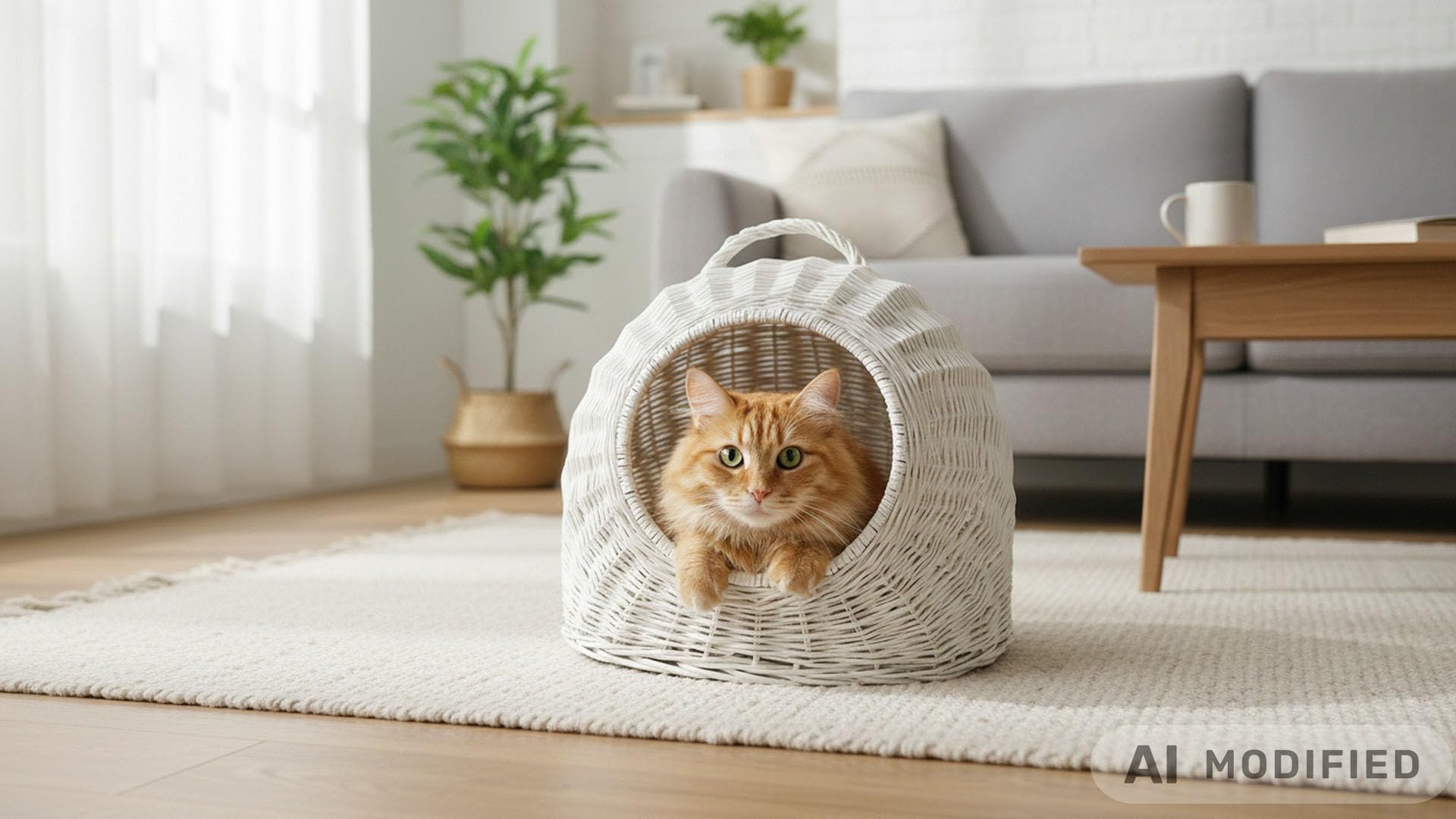 Katzentransportbox Katzenbett Hundebett Katzenhöhle Katzenkorb Hundekorb aus Weide geflochten K5-081-W