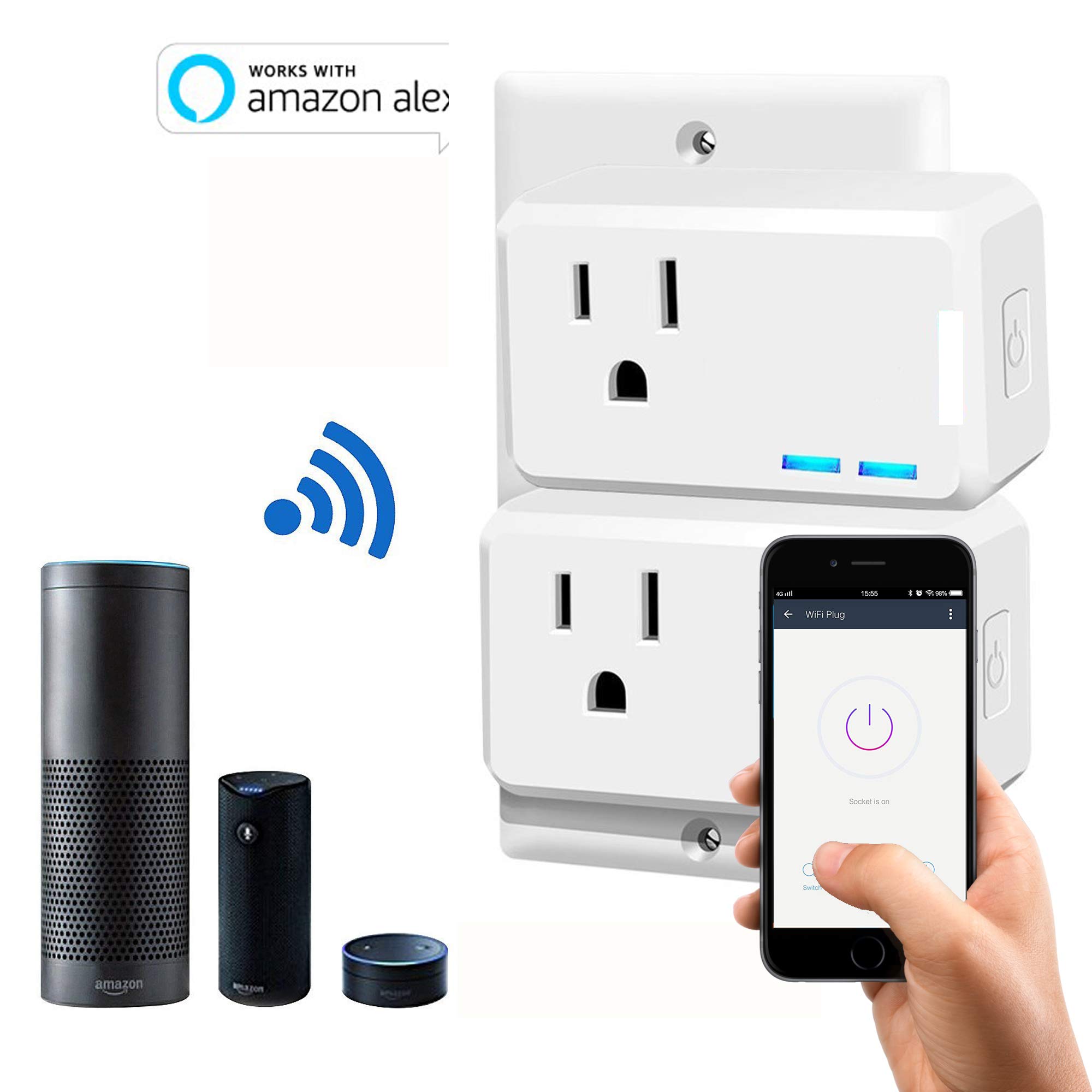 WiFi Smart Plug On Off Smart Module Work with Amazon Alexa No Hub Required Remote Control Your Devices — view 2
