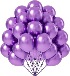 Flyloons 25 pcs Purple Metallic Chrome Balloons for Birthday Decoration items celebration Anniversary Girls Boys Men Women