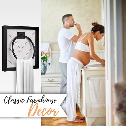 Miniatura 4 de Autumn Alley Farmhouse Decor - Anillo para toalla de mano para baño, soporte rústico para toallas de mano, soporte rústico para anillos, montado en