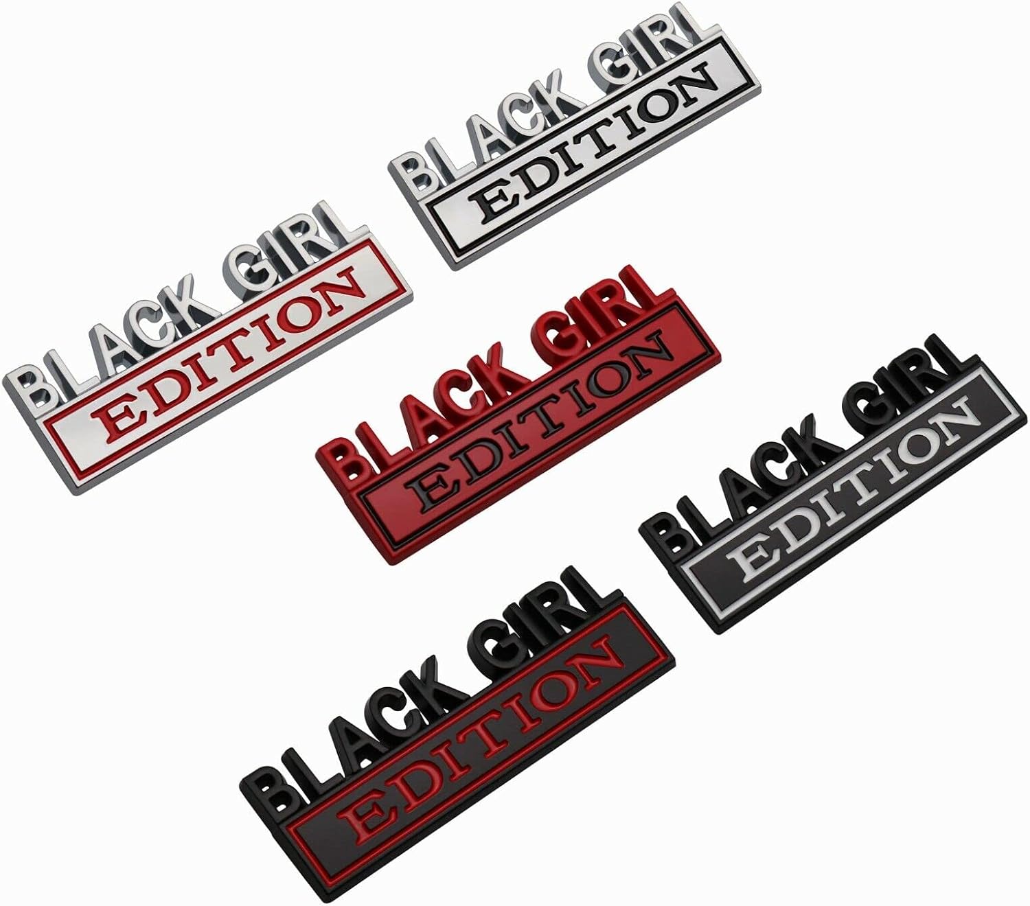2Pc Black Girl Edition Emblem 3D Fender Badge Car Truck Decal Fit for Car Truck SUV (Chrome Red) image 4
