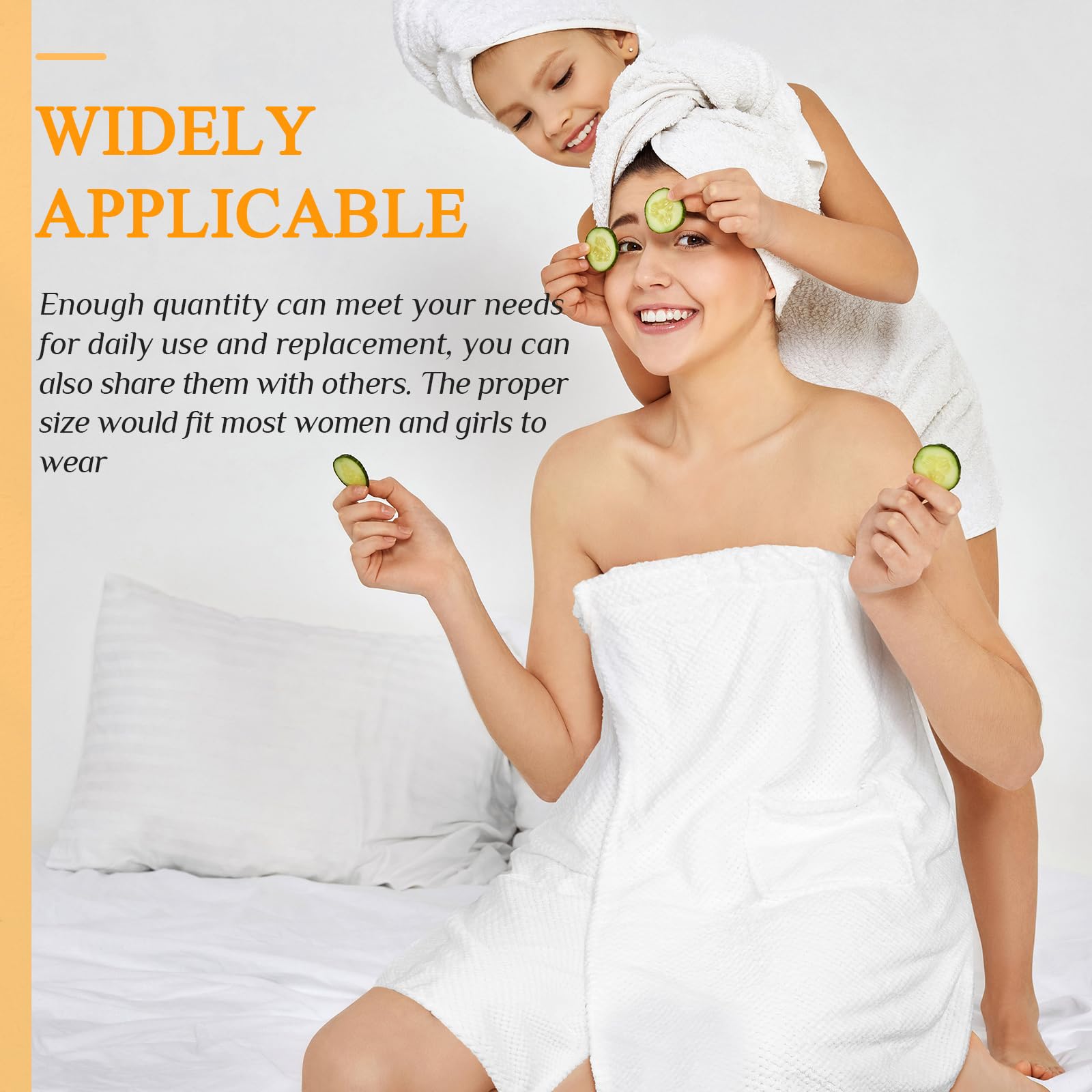 12 piezas de bata de spa para mujer, toallas de spa con bolsillo ajustable, toallas ligeras para baño y ducha, Blanco 5