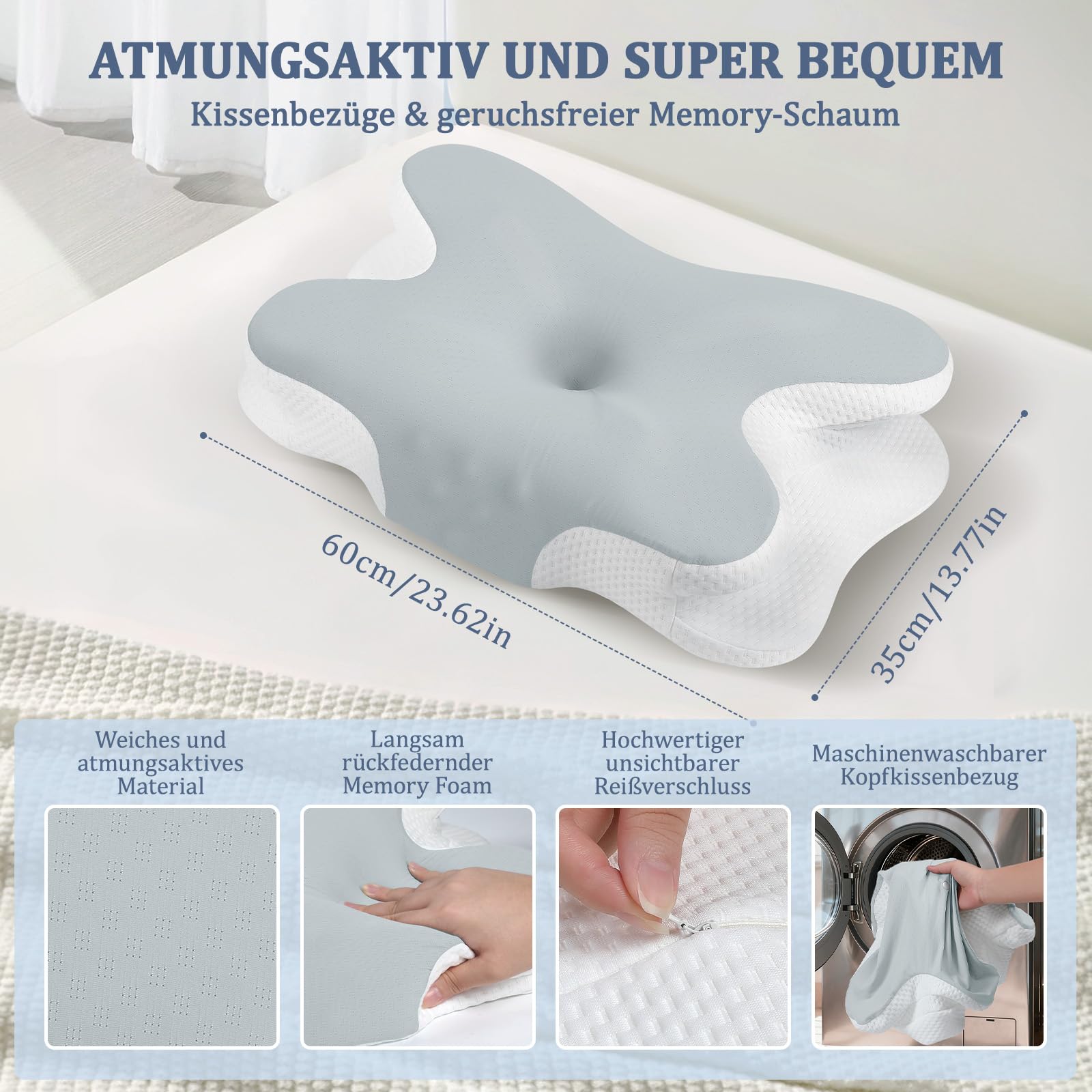 Coussin de nuque - Oreiller orthopédique en mousse à mémoire de