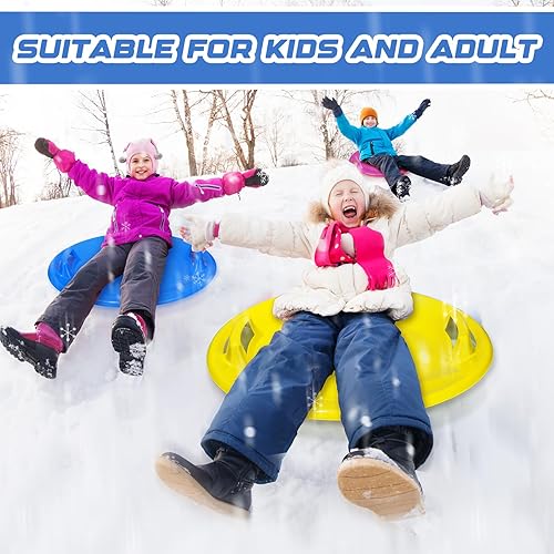 Miniatura 5 de 8 trineos de nieve de 25.2 pulgadas para niños y adultos, trineos de nieve de invierno de plástico con asas, platillo de nieve resistente, trineo