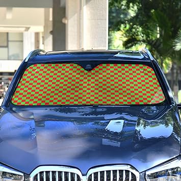 Buffalo Plaid Check Red Lime Green Windshield Sun Shade for Women Sunscreen Wind Shield acesorios para coches S