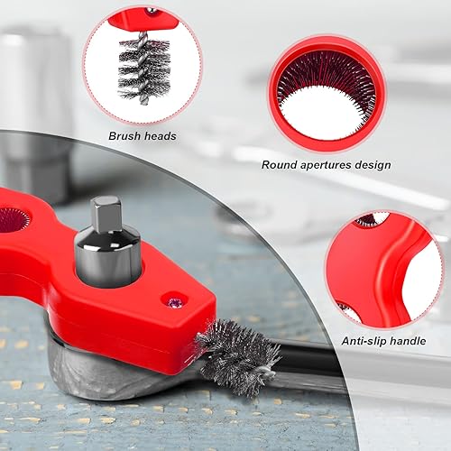 Miniatura 6 de Honoson 4 piezas de limpiador de tuberías de cobre 4 en 1, cepillo de tubería de cobre, cepillo para limpiar el interior y exterior, limpiador de