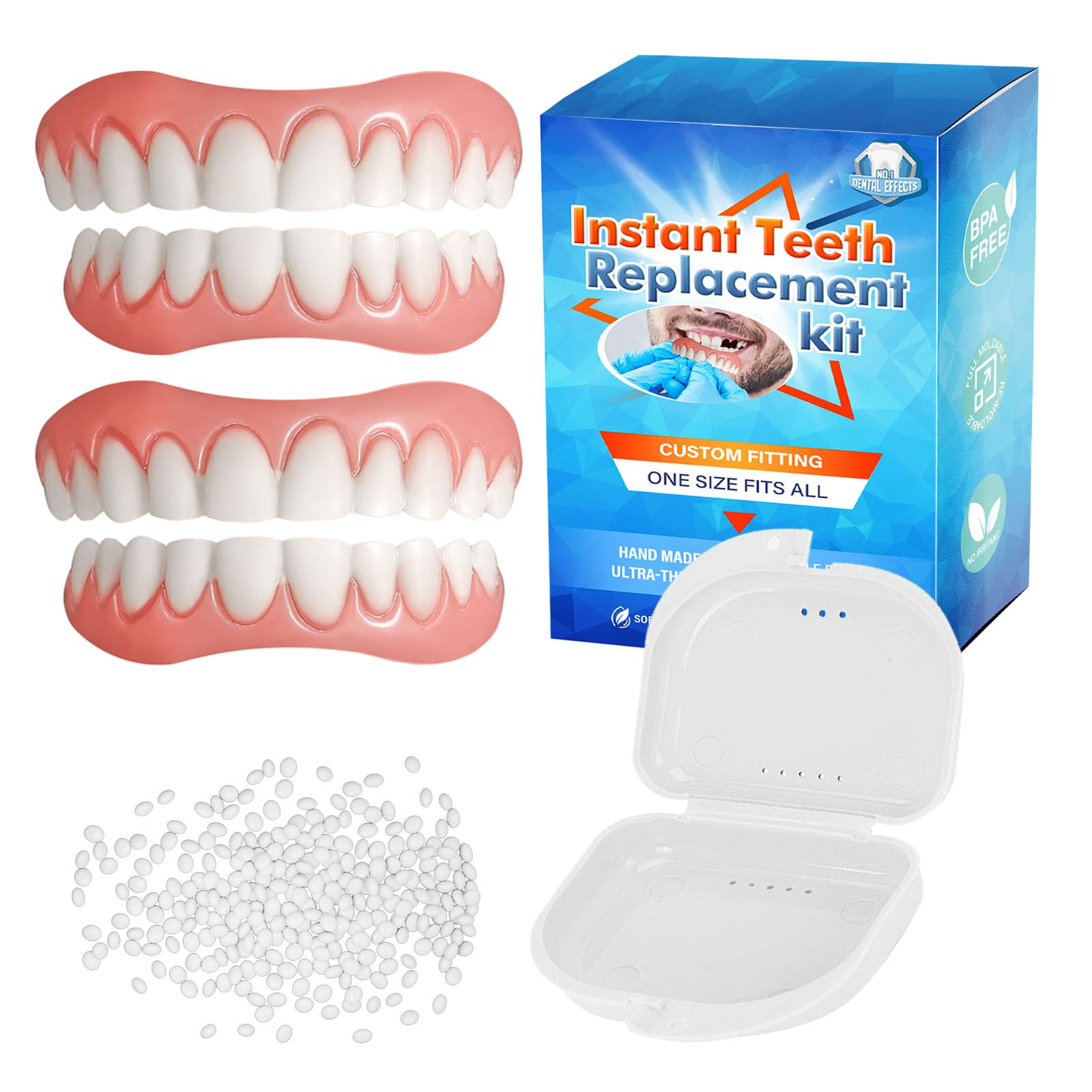 Fake Teeth, Temporary Veneers Teeth, Excellent Solution for Broken Teeth, Missing Teeth, and Yellow Teeth, Comfortable & Realistic, Allowing You to Return to a Natural and Confident Smile