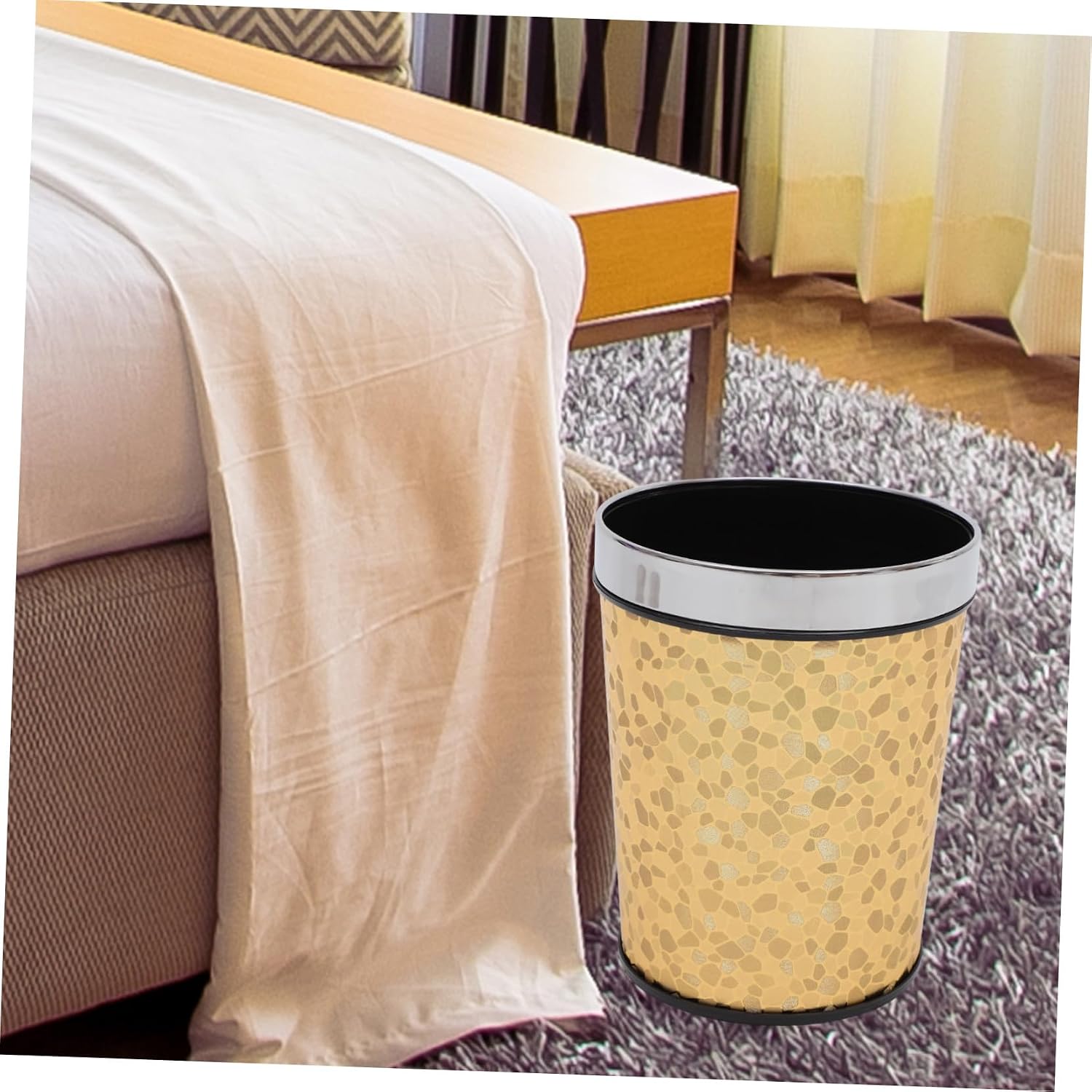 Liddless Wastebasket, Small PP Leather Trash Can for Cabinets image 4