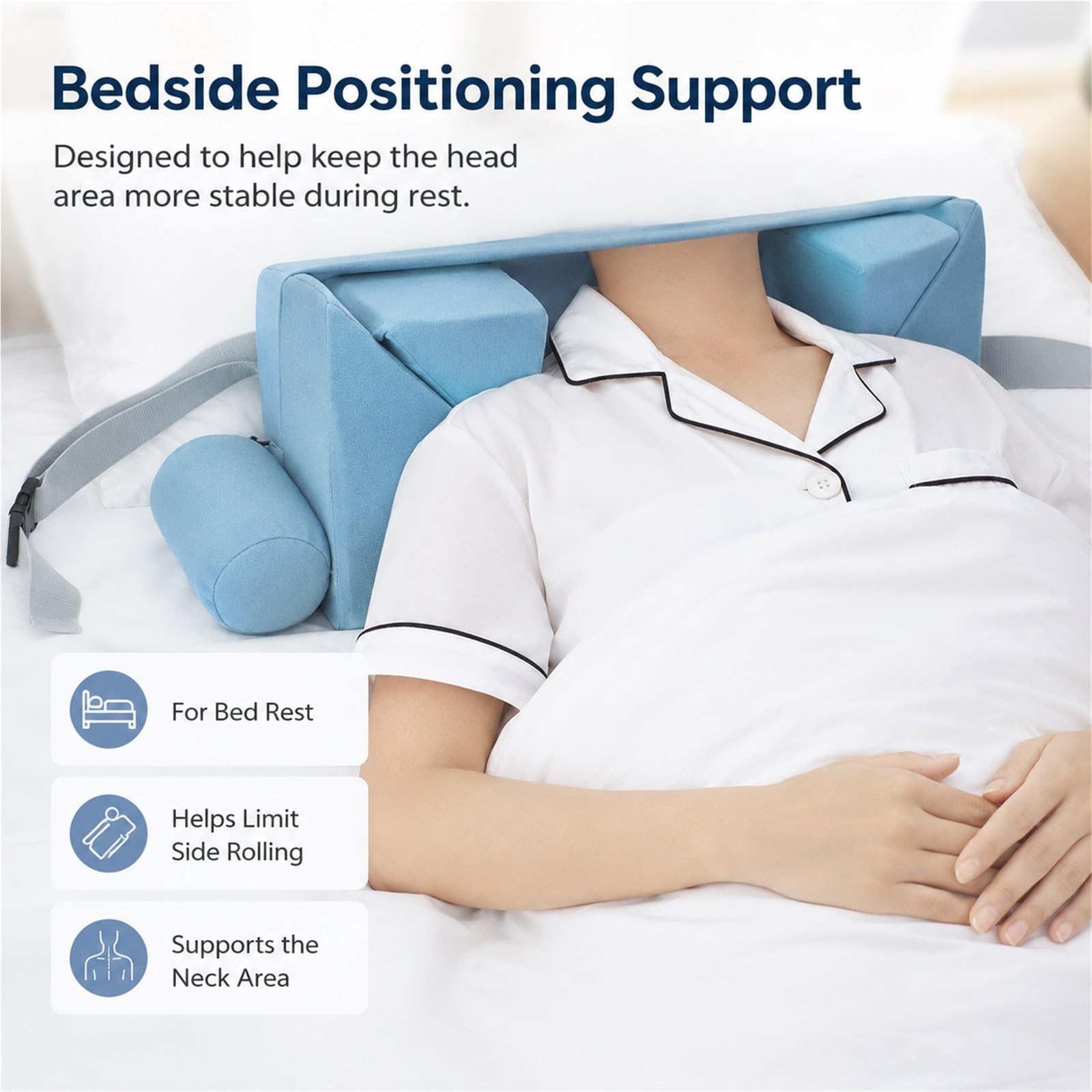Almohada Posicionadora de Cabeza para Pacientes Encamados y Ancianos - Cojín Estabilizador de Cuello Ajustable para Silla de Ruedas de Respaldo Alto y Cama