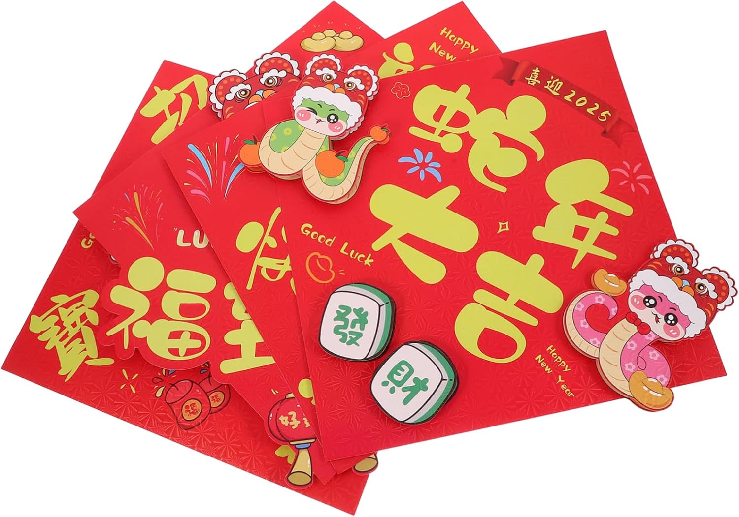 4pcs Cartoon Fu Character Window Sign Chinese Year Celebration Decorations for Walls Doors Spring Festival Supplies for Lunar Year Festivities