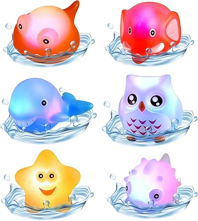 EUCOCO Baby & Toddler Toys,Bath Toys EUCOCO 6 Pack Animal Light Up Baby Bath Toys - Gifts for Kids