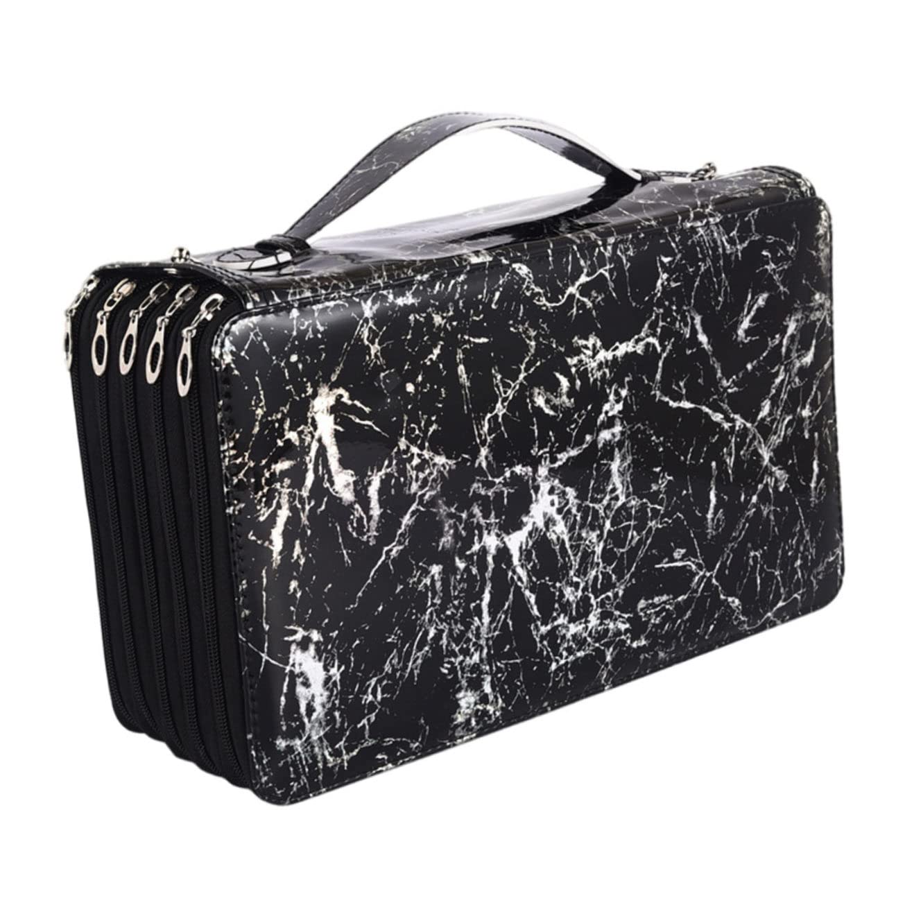 Astuccio Multistrato Portatile Oxford, Cerniera e Grande Capacità per Penne e Matite, la Scuola, Nero