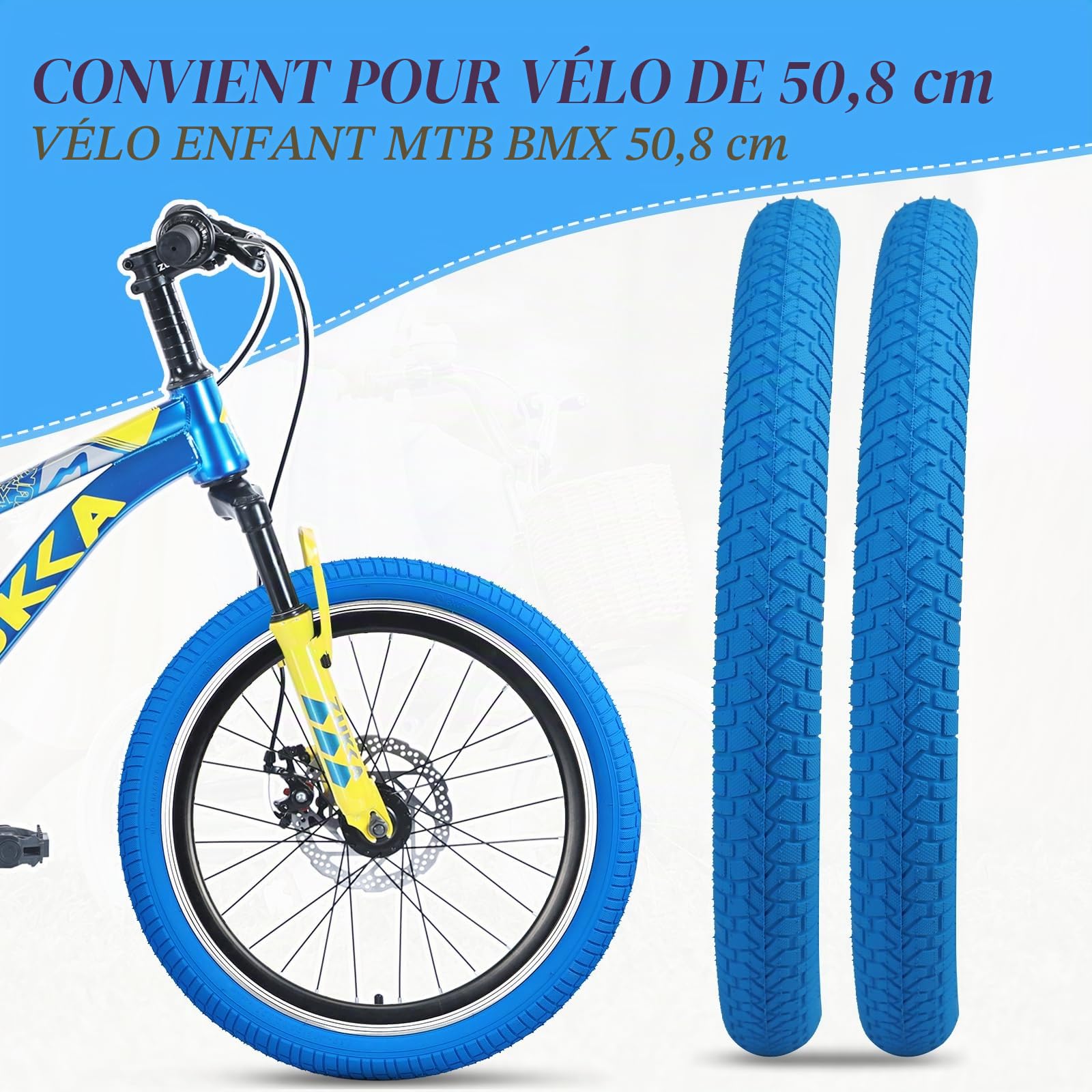 Lot de 2 pneus de vélo Pliables 20 x 2,125 Pouces 30TPI compatibles avec vélo d'enfant 20 x 2,10 20 x 2,125 20 x 2,25