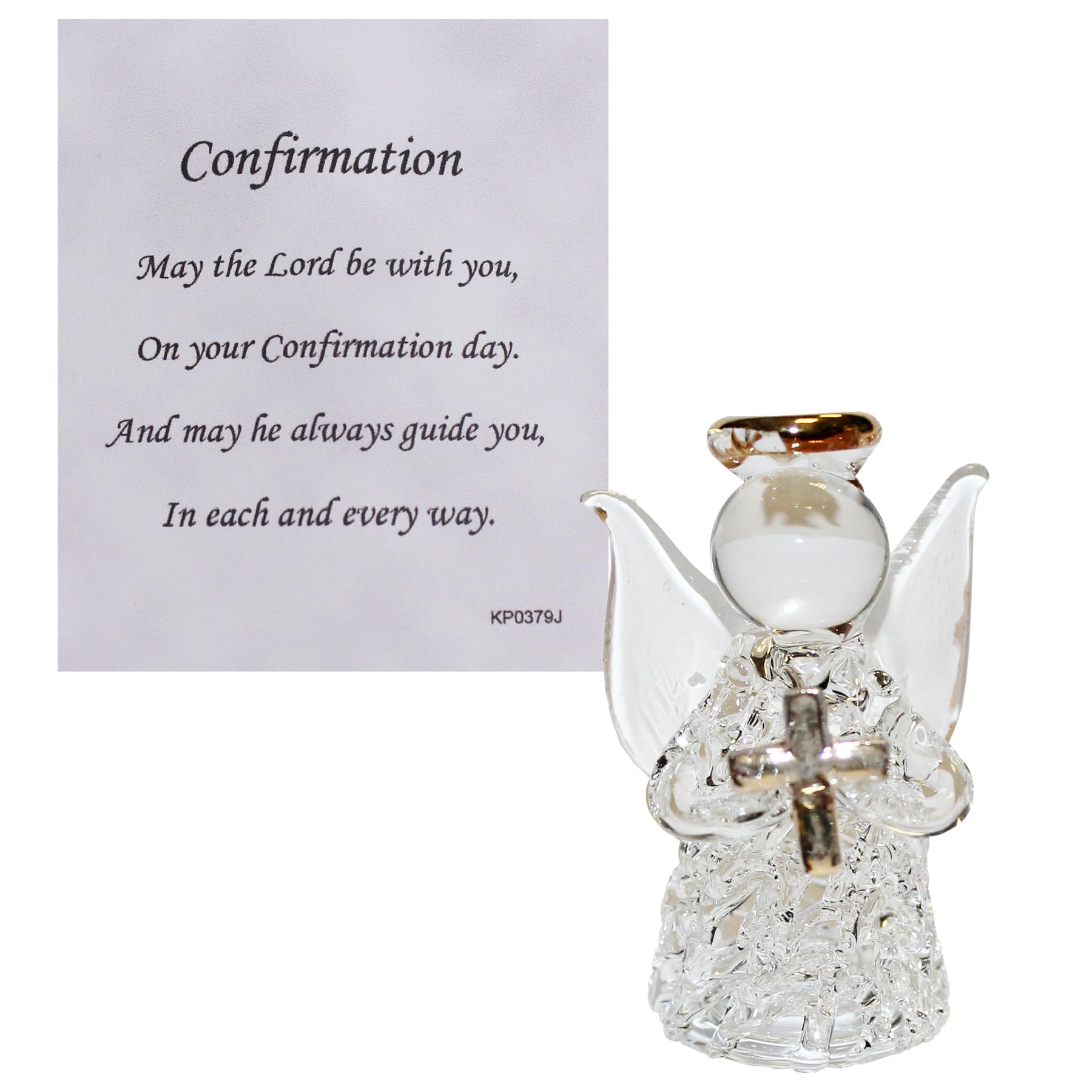 Angel in Gift Box with Poem, Guardian Angel, Heart-warming Prayer, Crystal Glass Figurines in Box (Confirmation 5420)