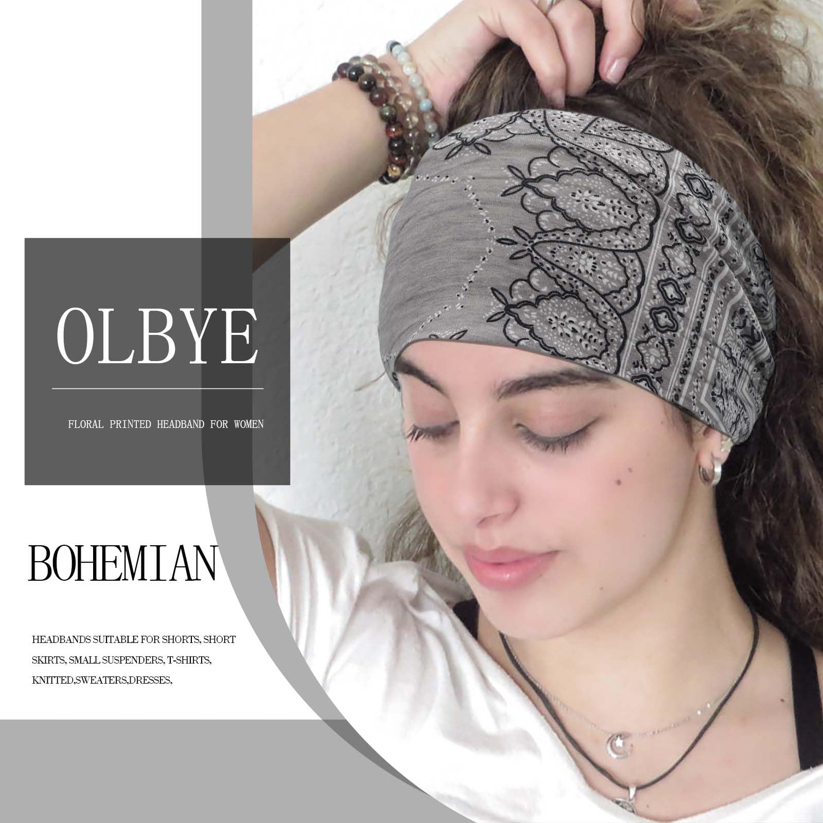 Olbye Opaski na głowę dla kobiet szerokie boho opaska na głowę wiązane turban opaski na głowę elastyczne antypoślizgowe opaski do włosów kwiatowe afrykańskie opaski na głowę trening joga opaski