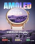TOOBUR Petite Smart Watch for Women Small Wrist, 37 mm AMOLED Smartwatch, Compatible with Android & iOS, Fitness Tracker with Step/Sleep/HR Monitor, Gift Boxed, Pretty for Women, Beige