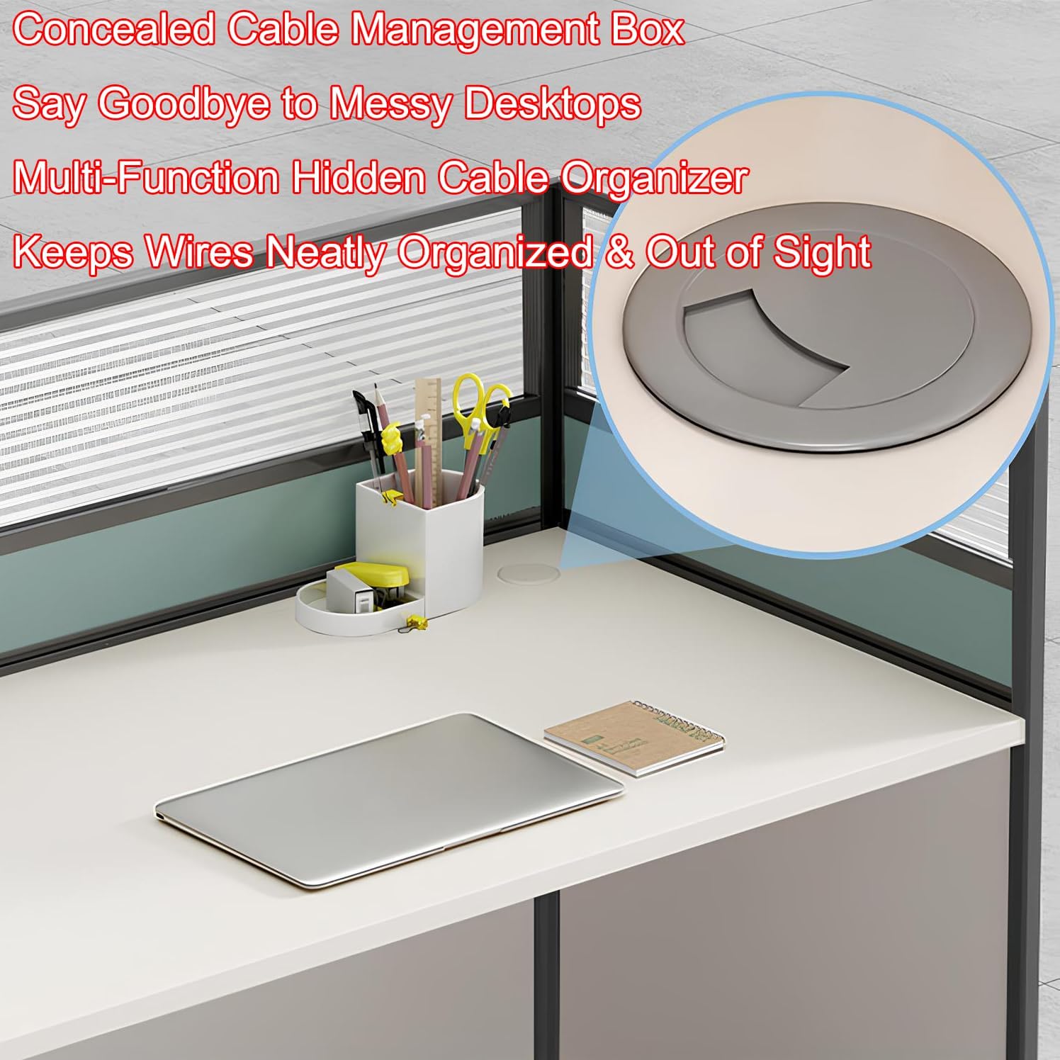 Modern Office Cubicle Workstation Desk with Privacy Panels, Modular Computer Desk with Cable Management, Office Desk for Home Office or Commercial Workspace (1 Person, Wood w/Cabinet)